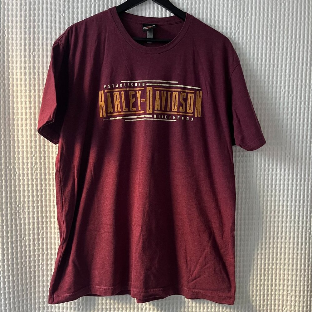 Harley-Davidson Flying Iron Rocky Mount, NC, burgundy cotton-poly tee, XL